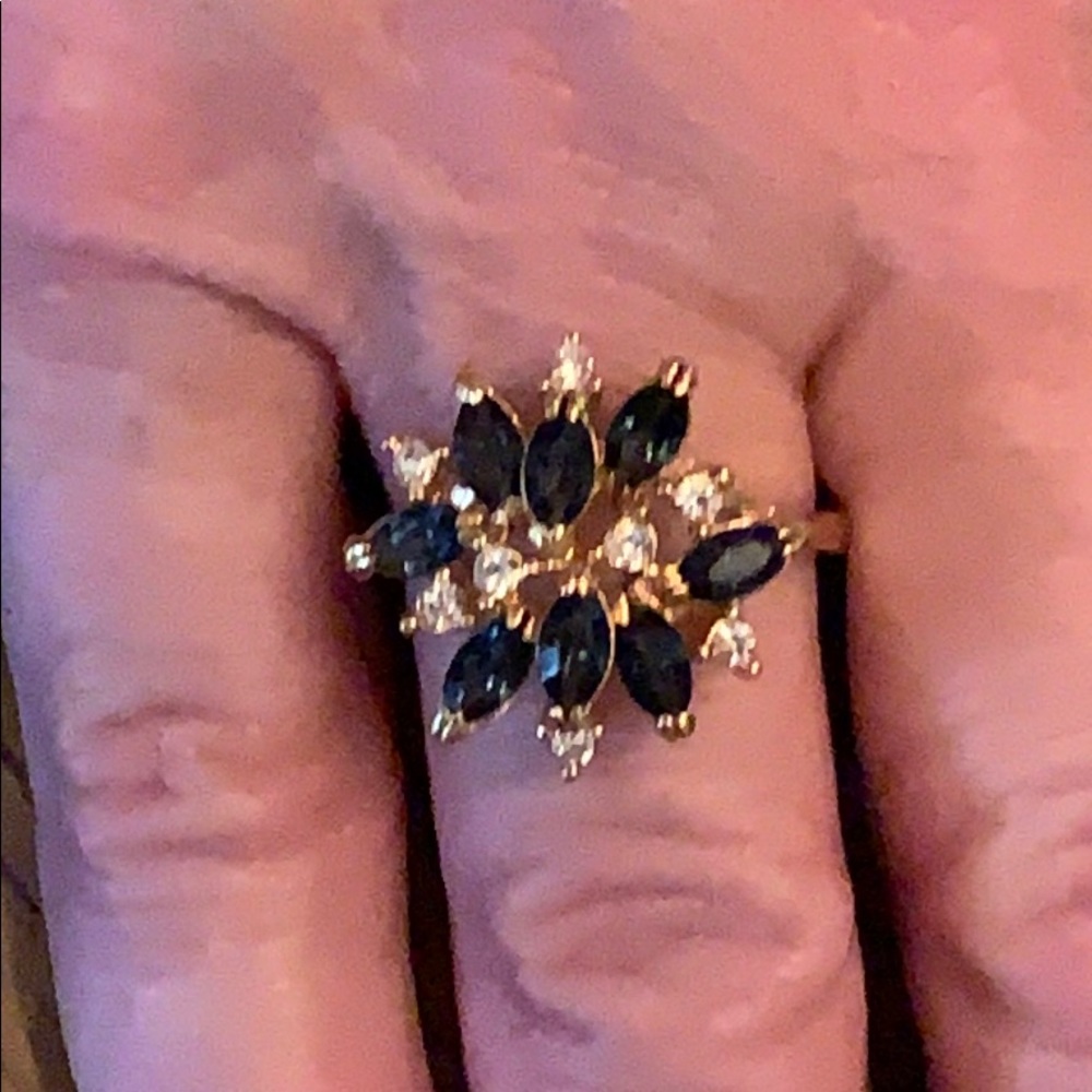 Gold sapphire cocktail ring new